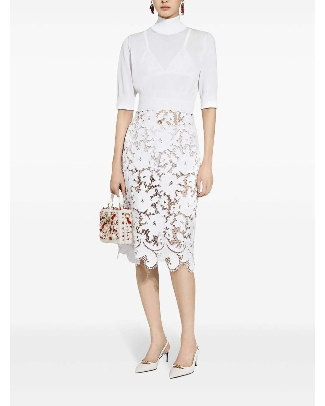 Dolce & Gabbana White Viscose Blend Turtleneck Sweater