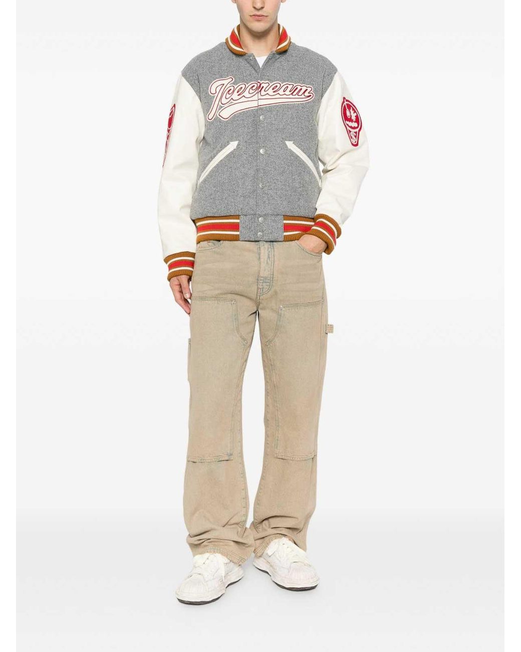 ICECREAM Gray Logo Bomber Jacket for men