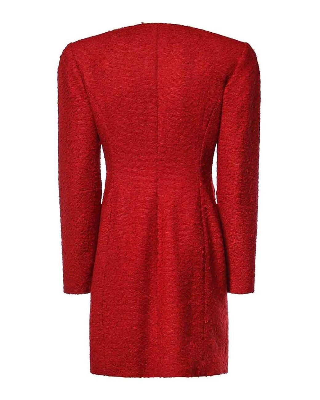 Magda Butrym Red Boucl Mini Dress