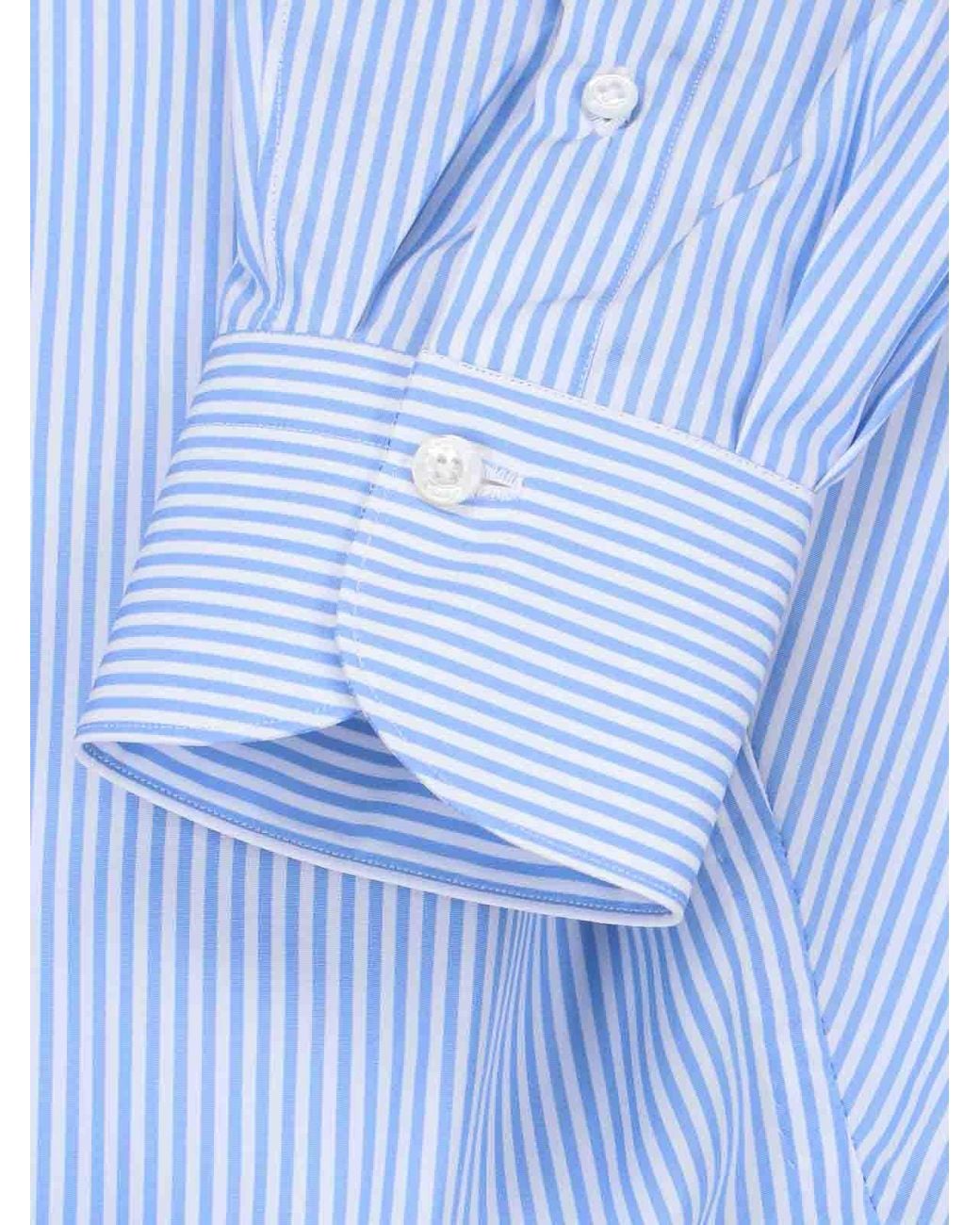 Finamore 1925 Blue Striped Cotton Button-Down Shirt for men