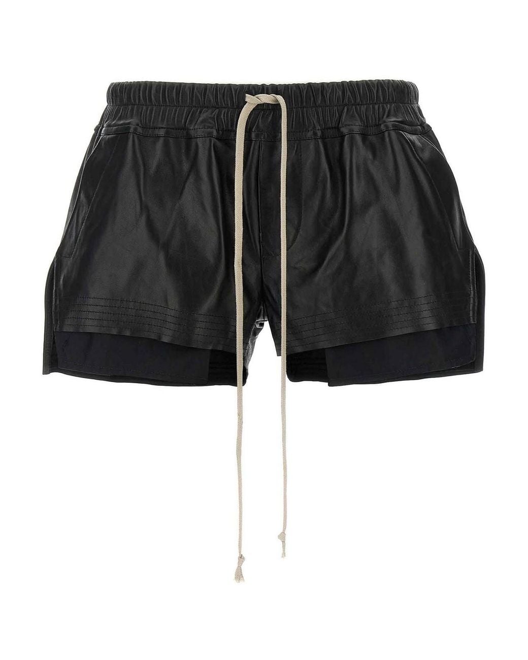 Rick Owens Black Lamb Leather Bermuda Shorts