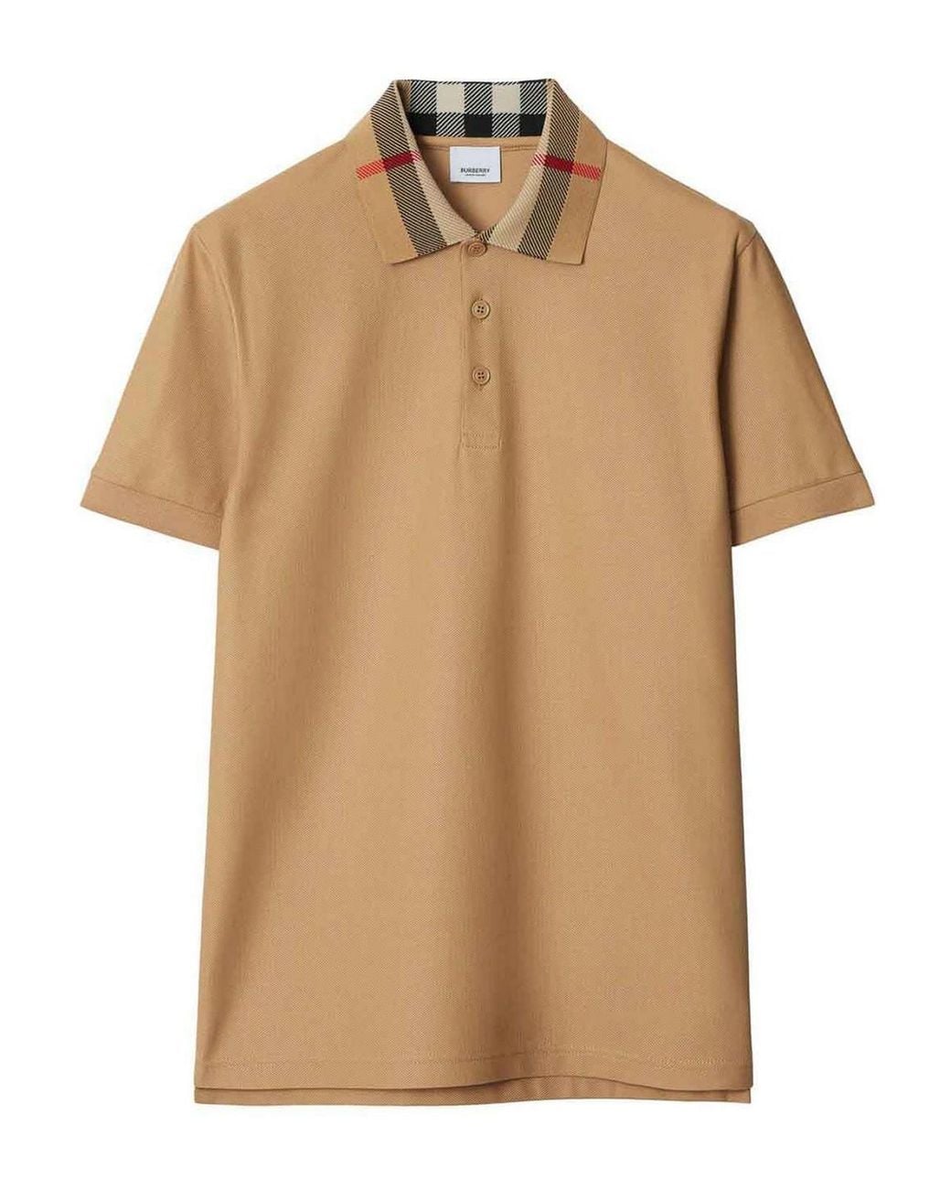 Burberry Natural Check Collar Cotton Polo Shirt for men