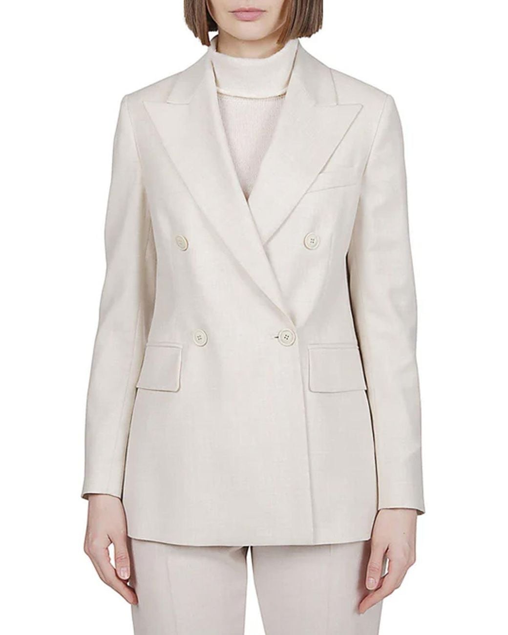 Eleventy White Double-Breasted Jacket