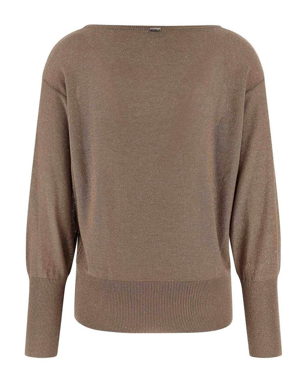 Herno Brown Lam And Sequin Yarn Sweater