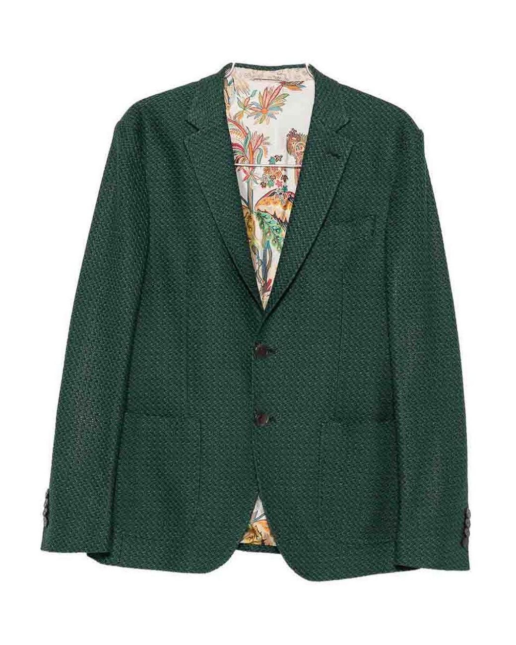 Etro Green Single-Breasted Blazer for men