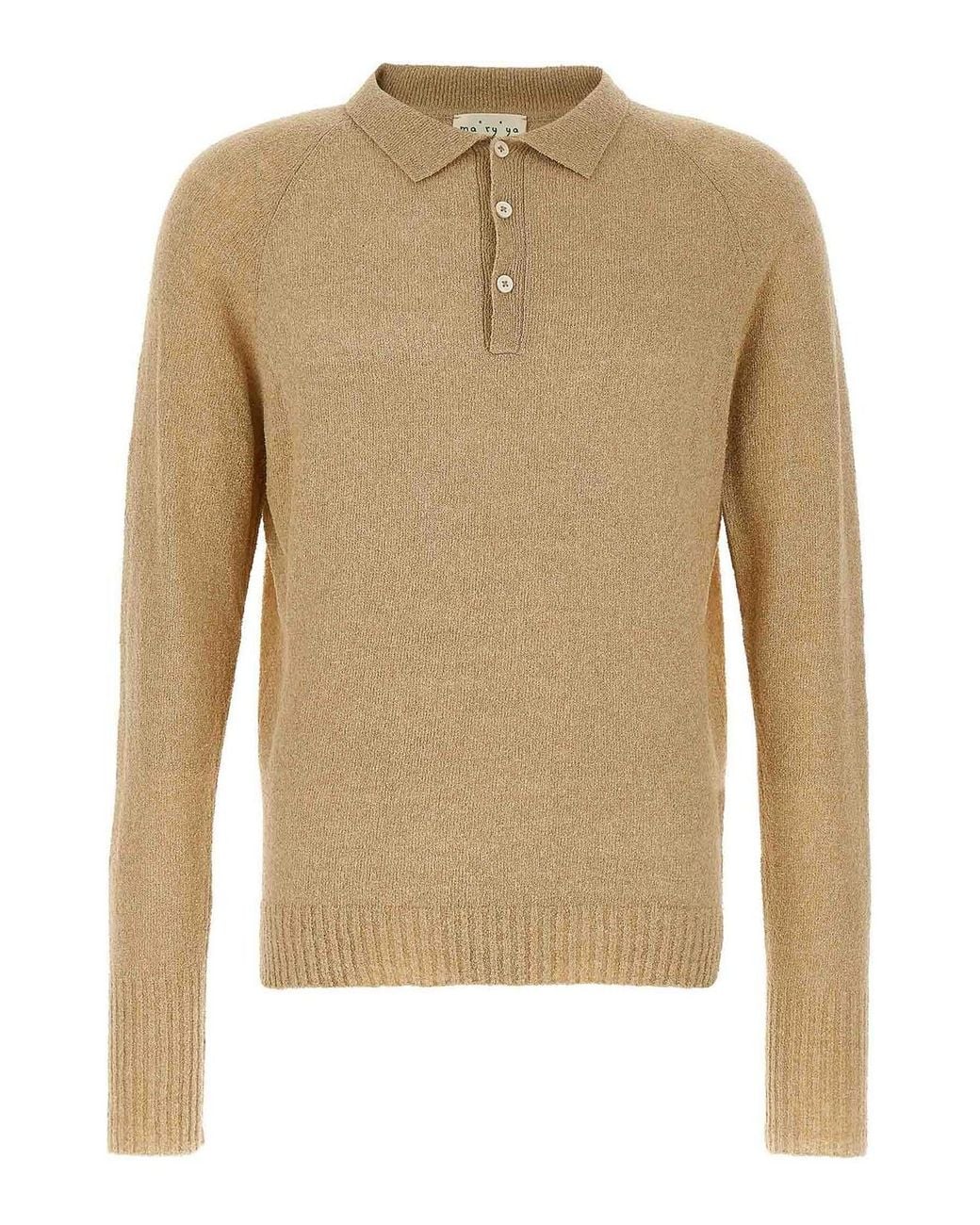 Ma'ry'ya Natural Boucl Cotton Polo Shirt for men