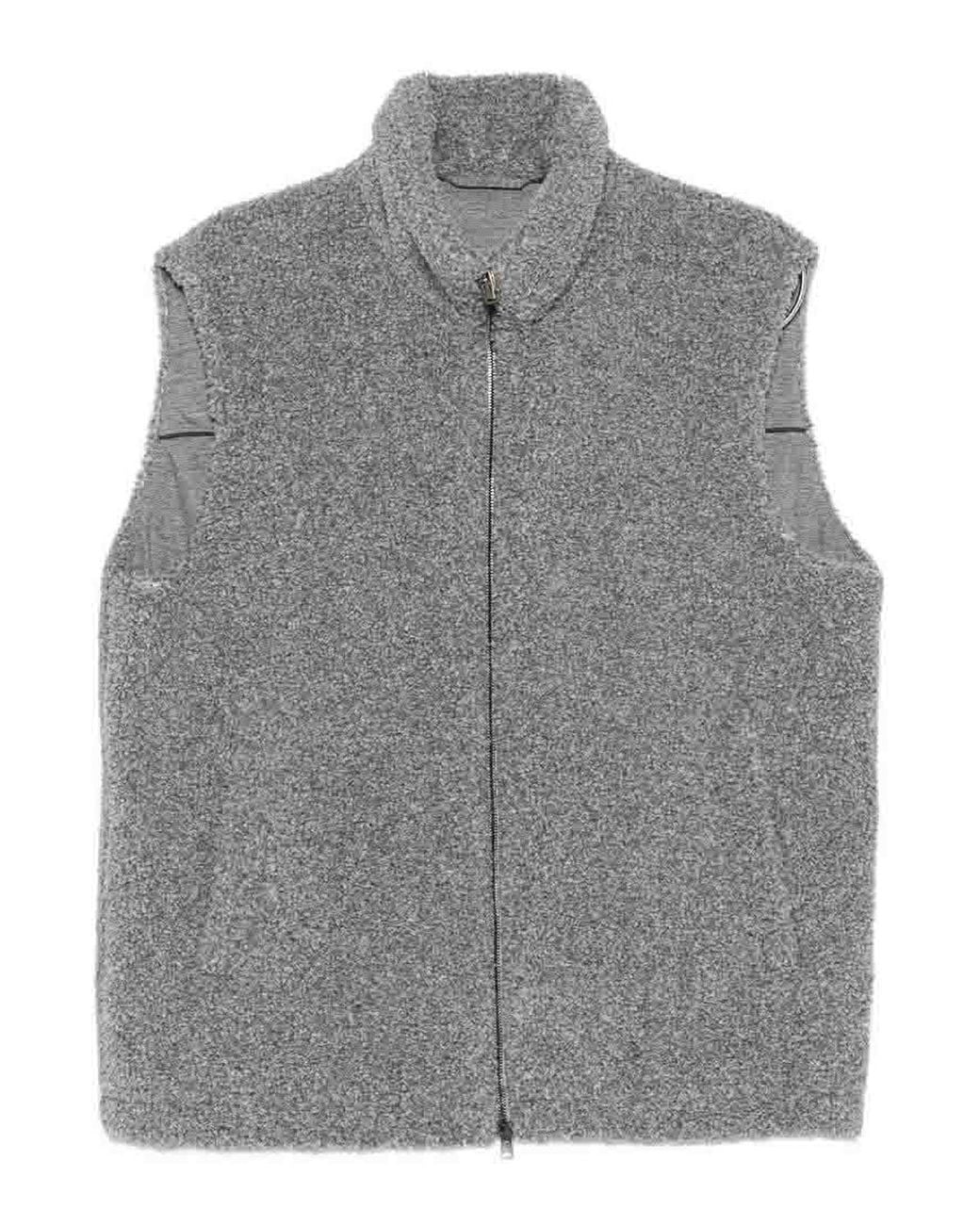 Herno Gray Flannel Zipped Vest for men