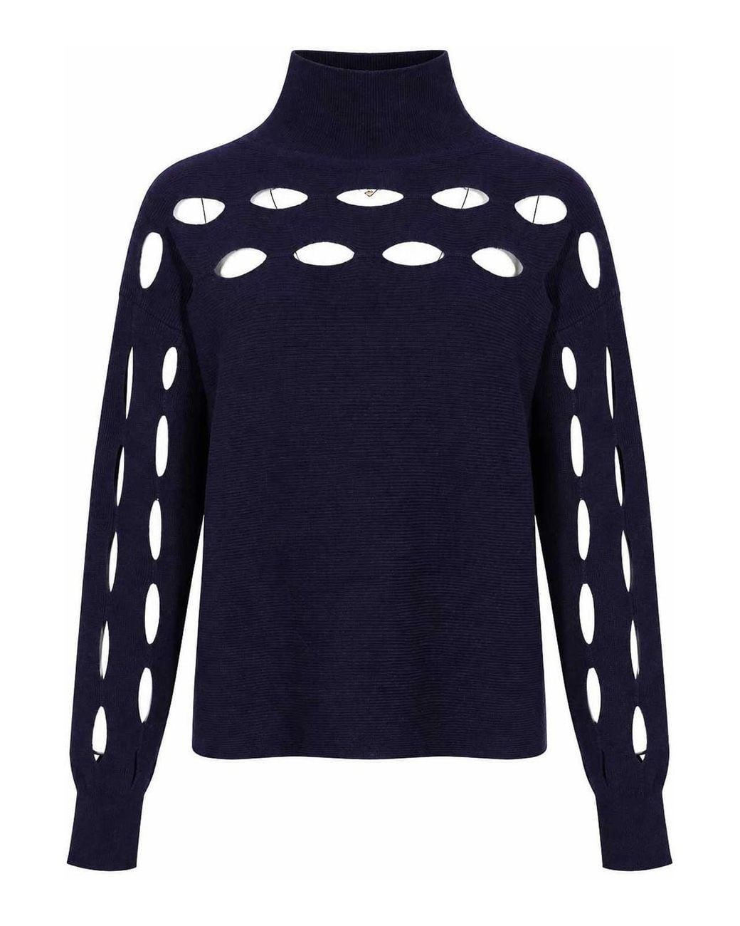 Liviana Conti Blue Dorothy Perforated Sweater