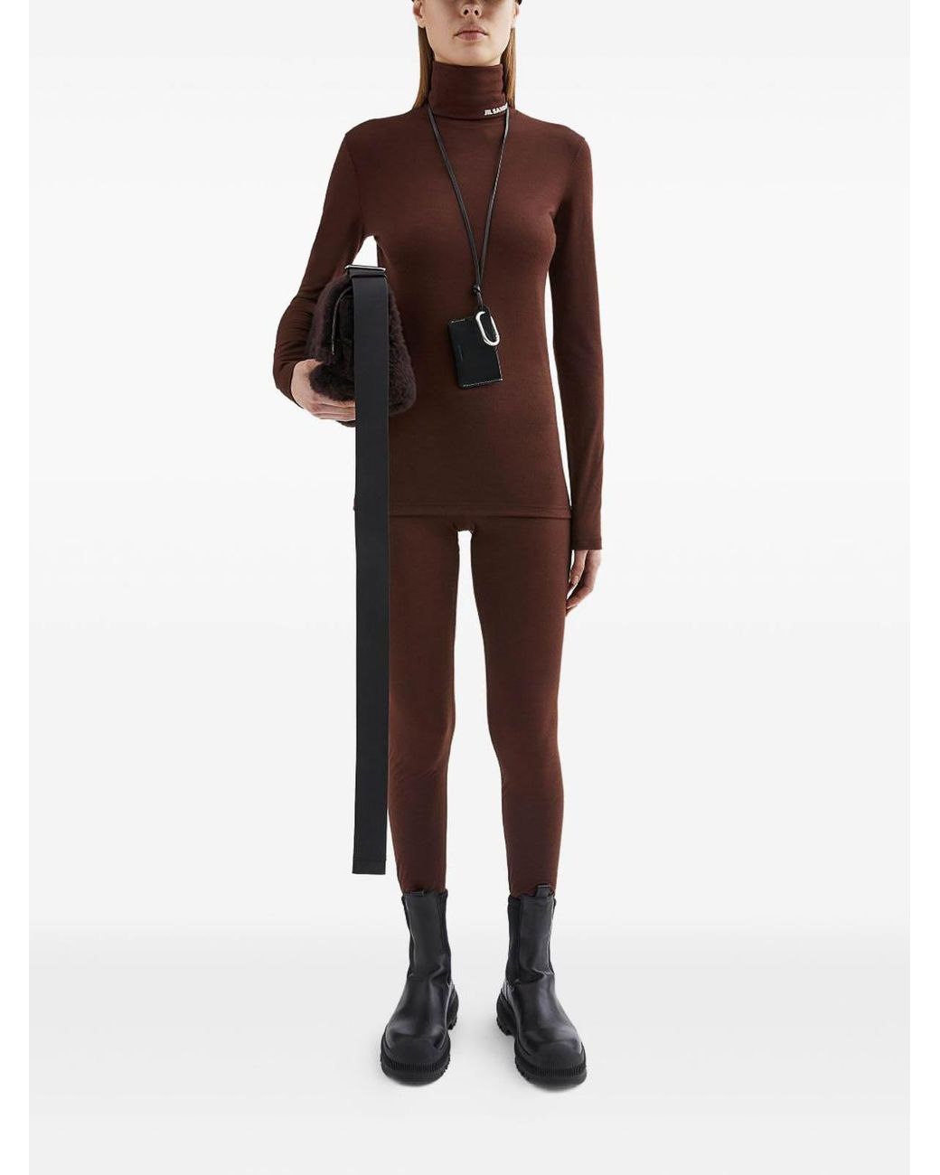Jil Sander Brown Long Sleeve Tops