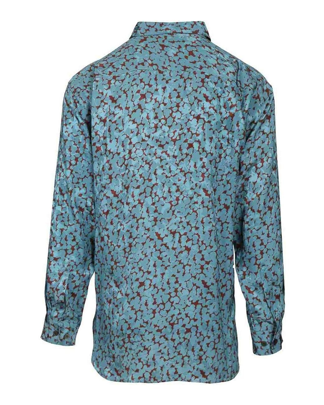 Dries Van Noten Blue Shiny Satin Shirt for men