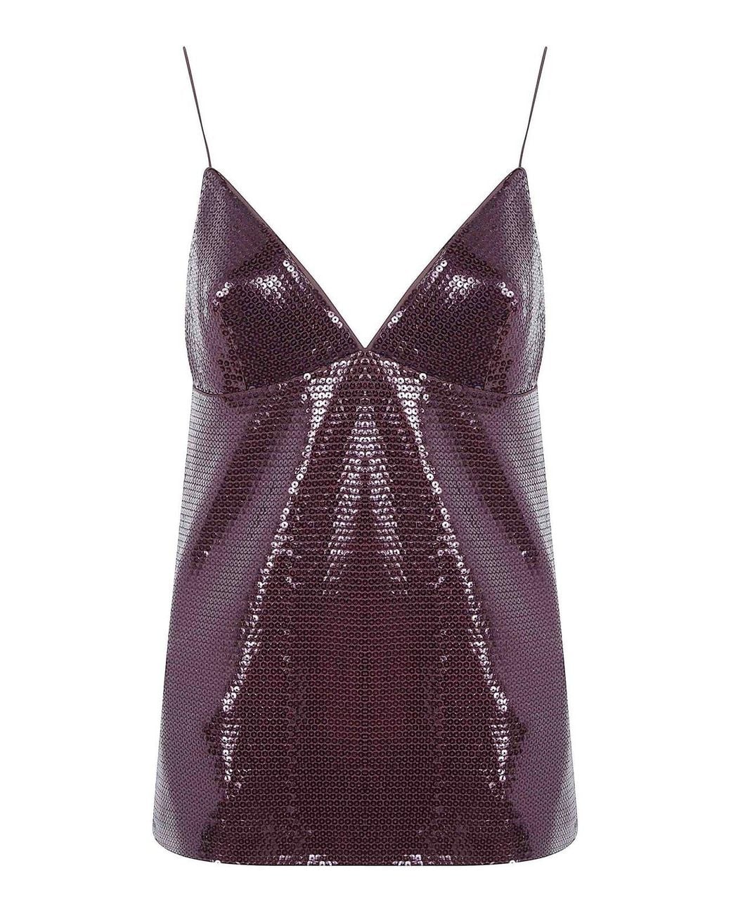 Alberta Ferretti Purple Paillettes Su Jersey Top