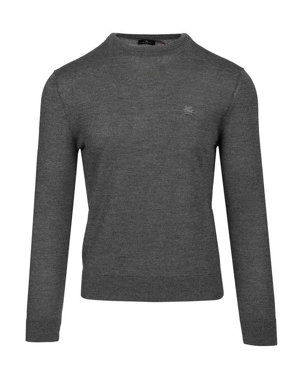 Etro Gray Wool And Silk Sweater for men