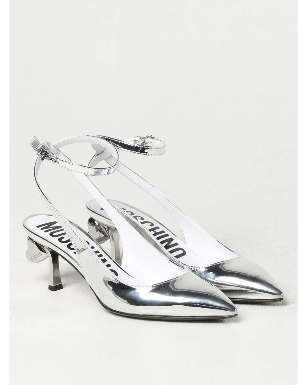 Moschino White Sling Back Cuore
