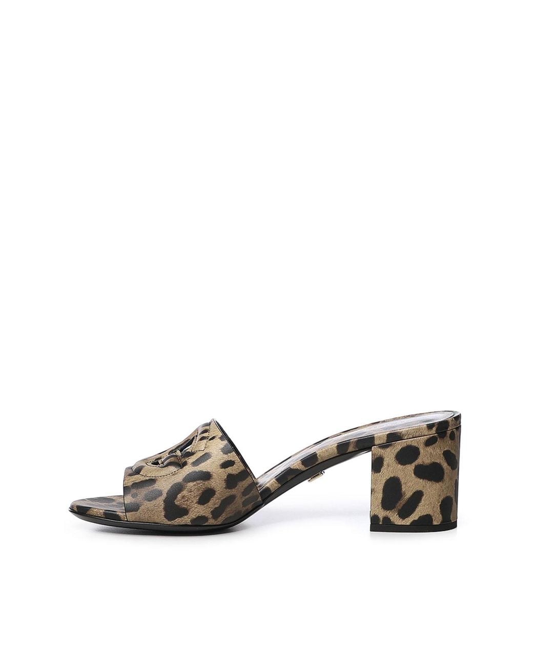 Dolce & Gabbana Natural Leopard Print Leather Mules