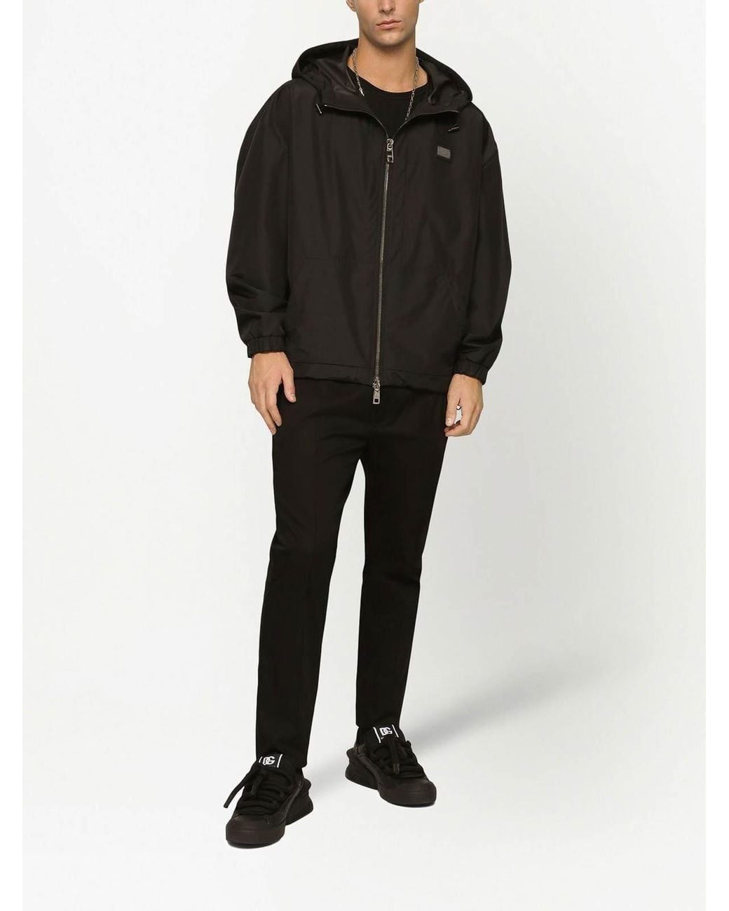 Dolce & Gabbana Black Nylon Hooded Jacket for men