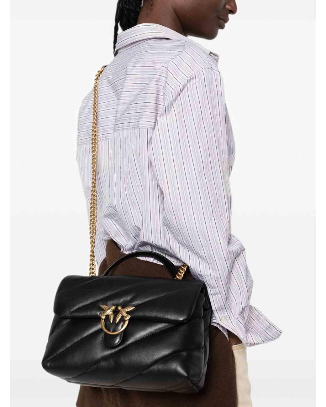 Pinko Black Love Puff Classic Quilted Bag