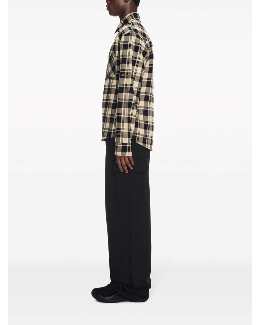 Off-White c/o Virgil Abloh Black Checked Flannel Shirt for men