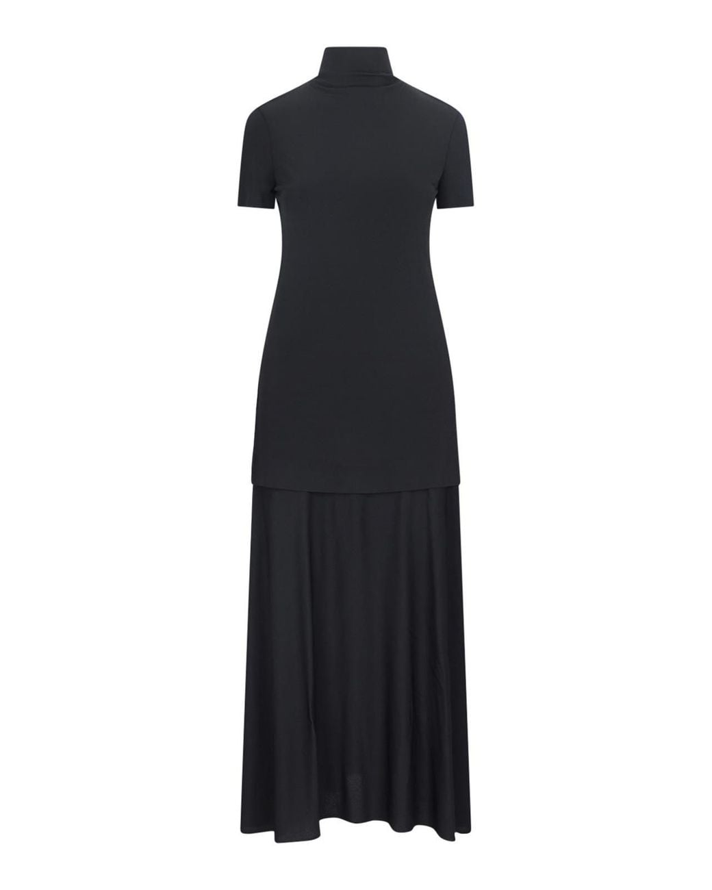 Jil Sander Black Layered Midi Dress