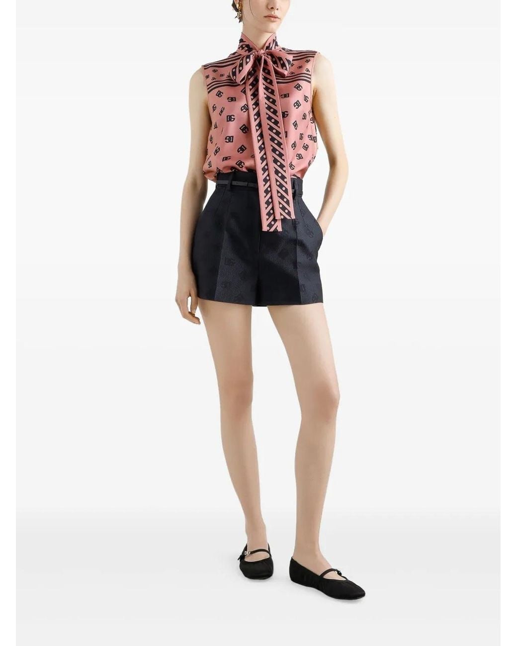 Dolce & Gabbana Red Logo-Print Blouse