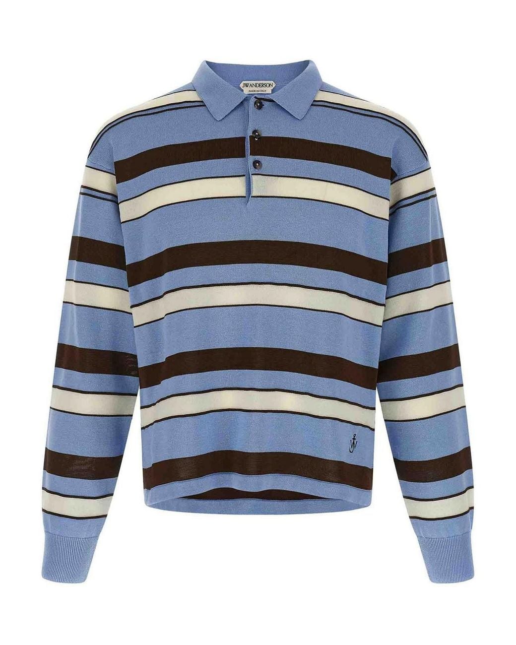 J.W. Anderson Blue Multi Color Logo Striped Polo for men
