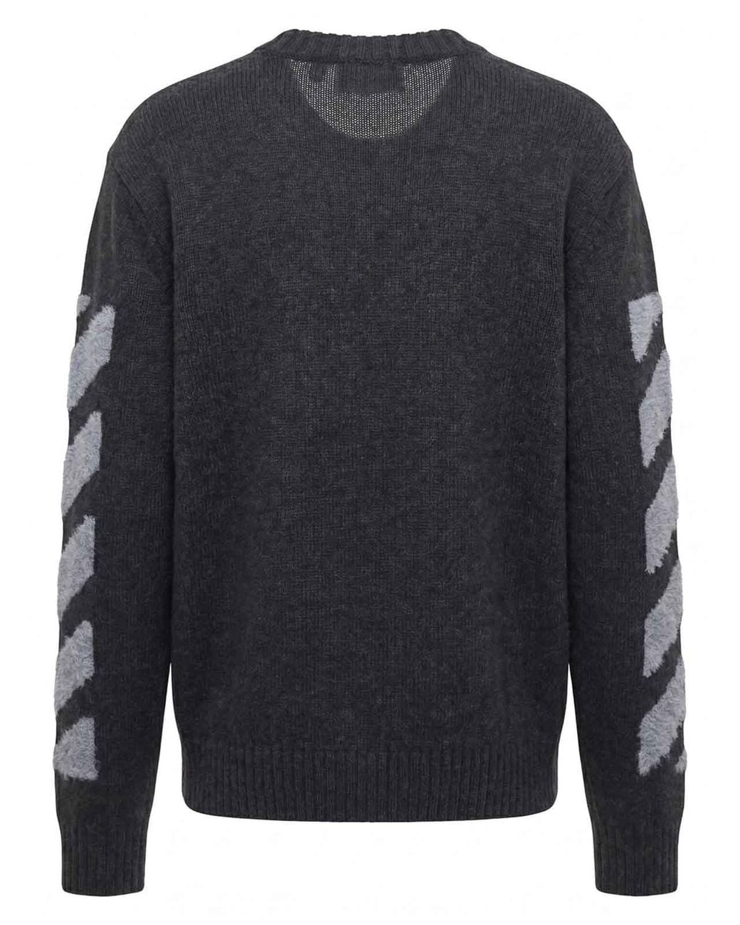 Off-White c/o Virgil Abloh Blue 'Diag Fuzzy' Crew Neck Sweater for men