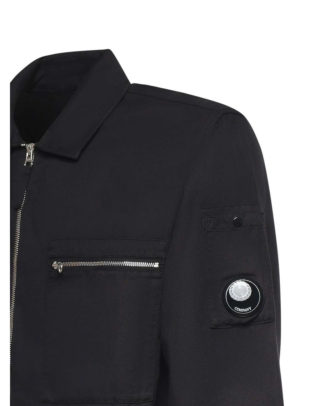 C P Company Black Cotton And Linen Overshirt for men