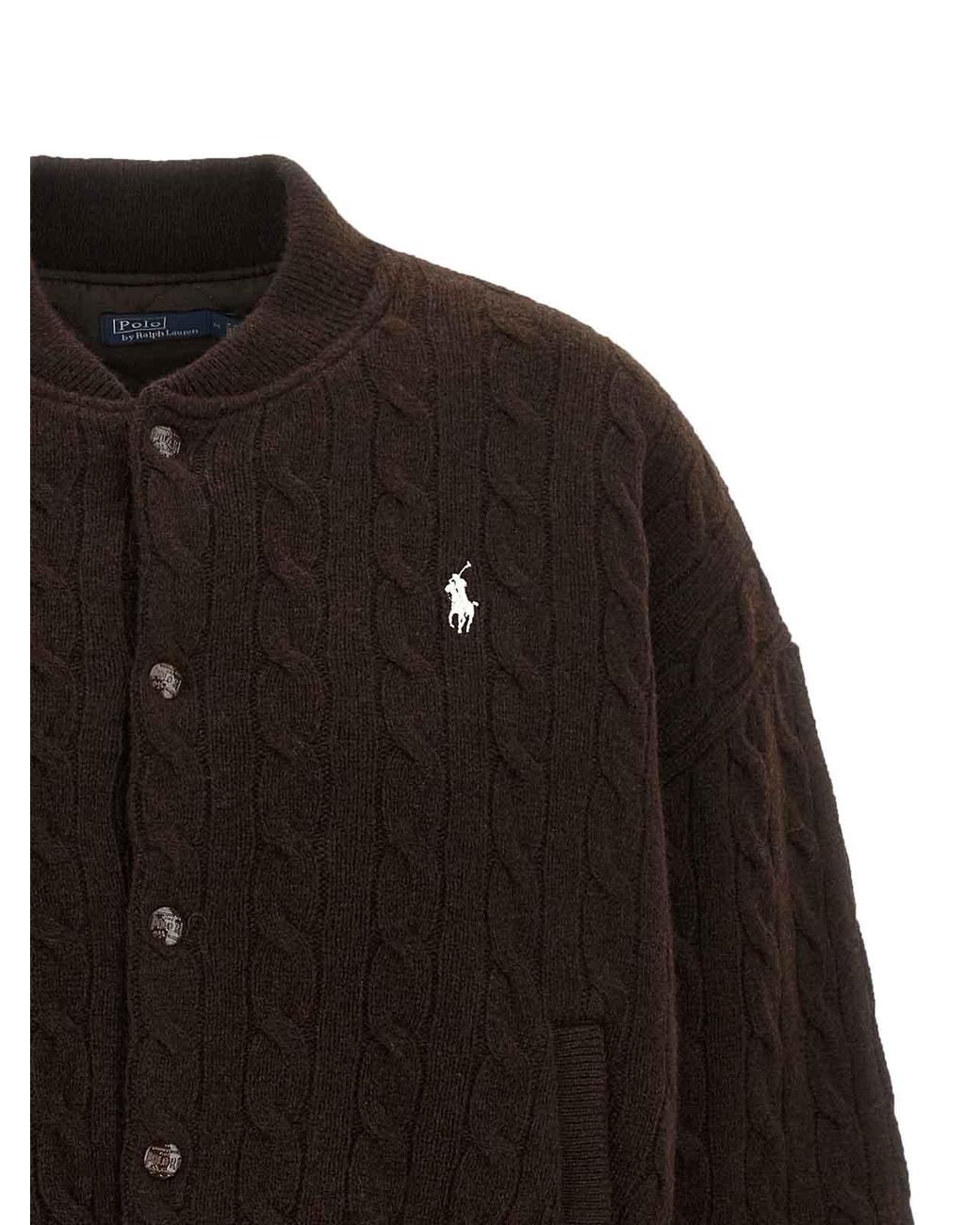 Polo Ralph Lauren Black Braided Bomber Jacket