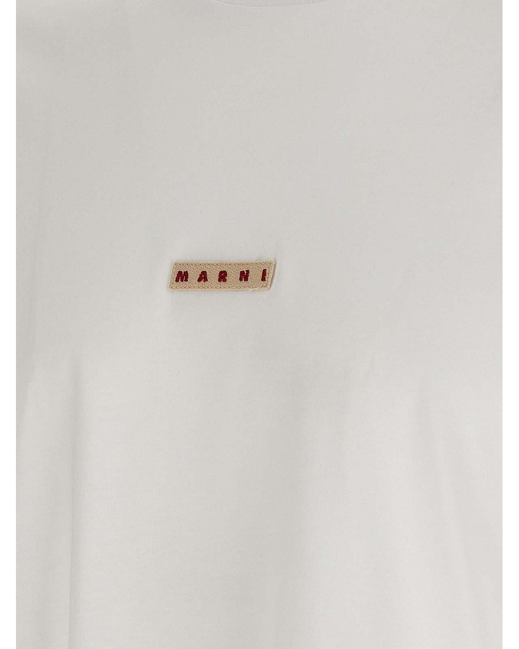 Marni White Logo Patch T-Shirt for men
