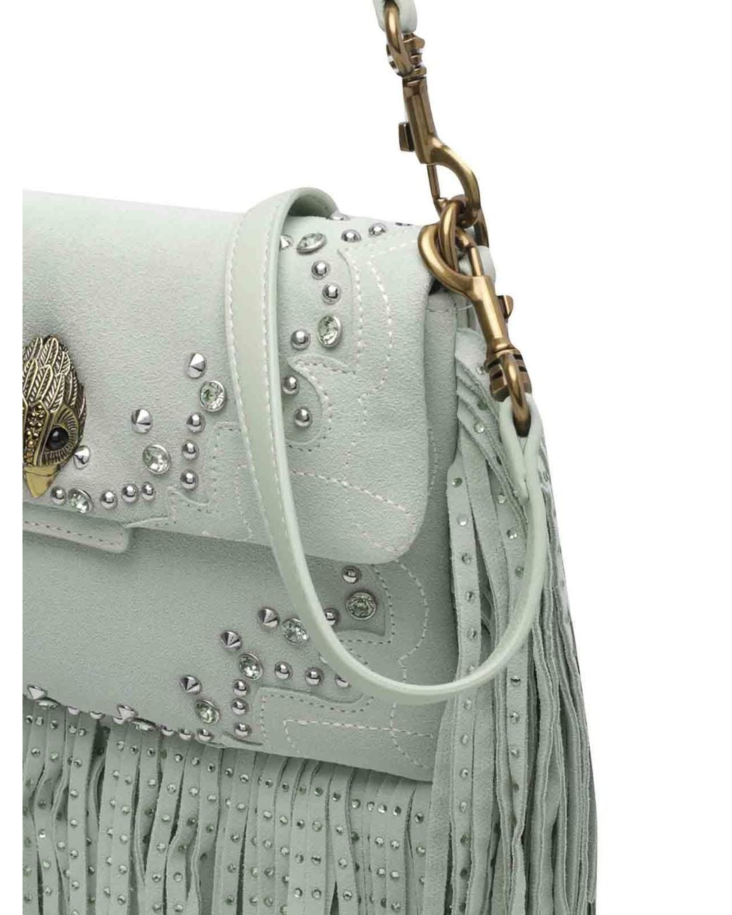 Kurt Geiger Gray Small Oxford Fringe Shoulder Bag