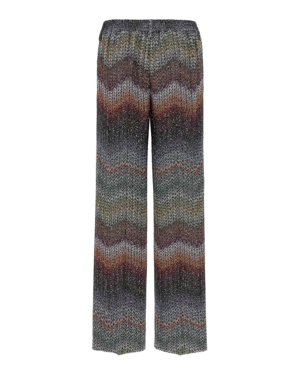 Missoni Gray Zigzag Lam Viscose Pants