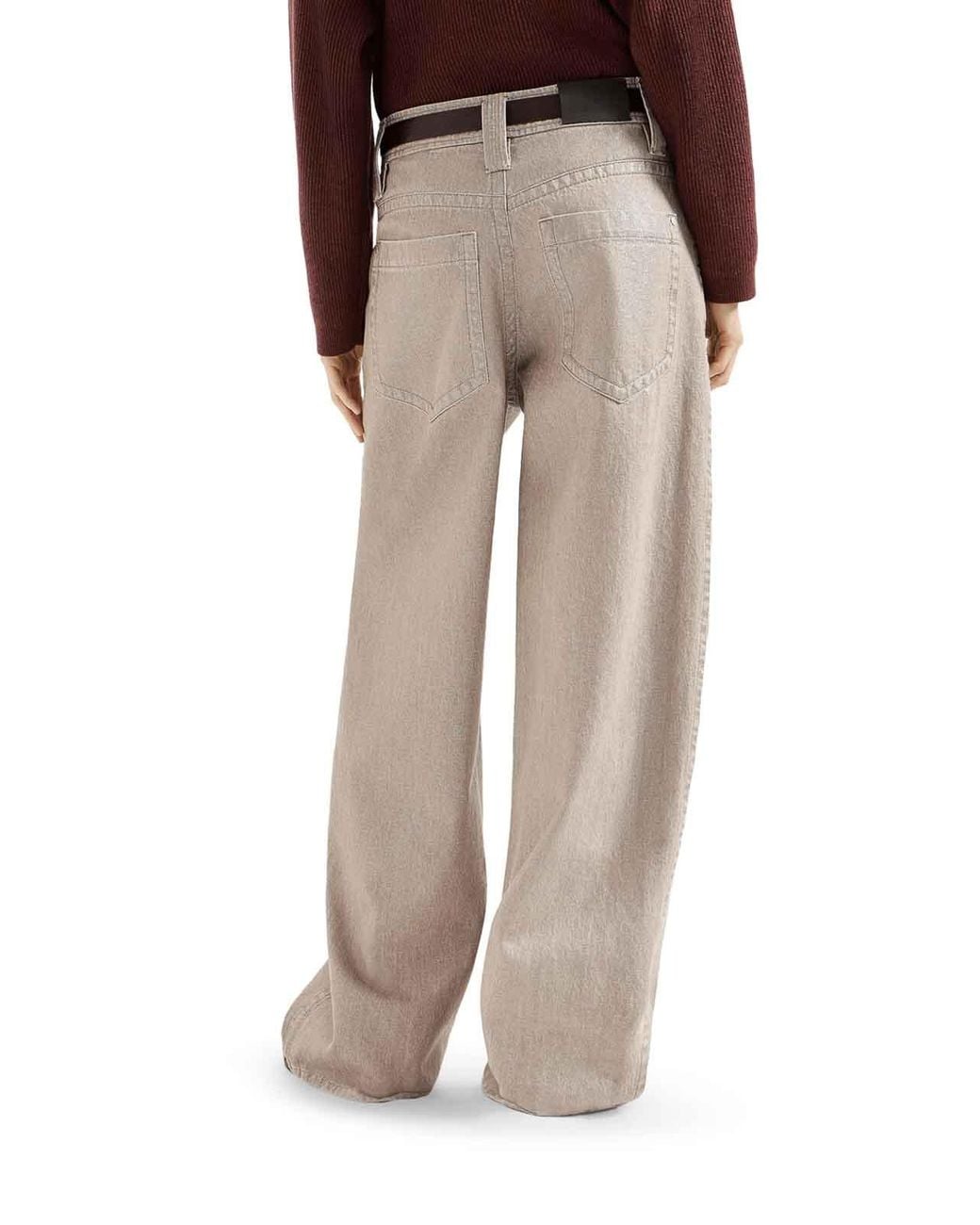 Brunello Cucinelli Natural Lam Denim Baggy Trousers