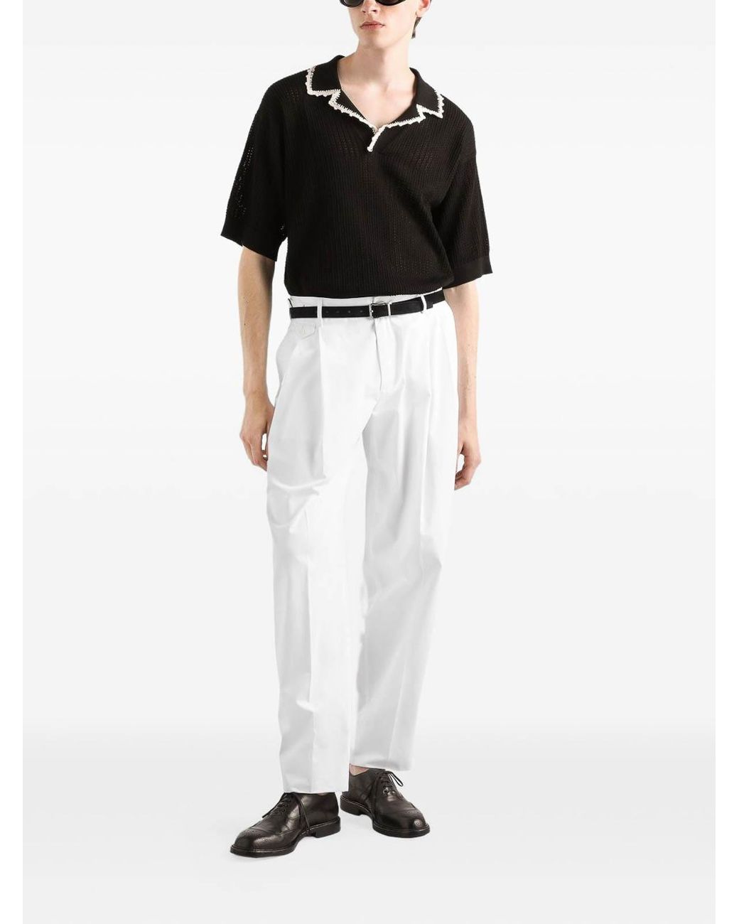 Dolce & Gabbana White Pleated Trousers for men
