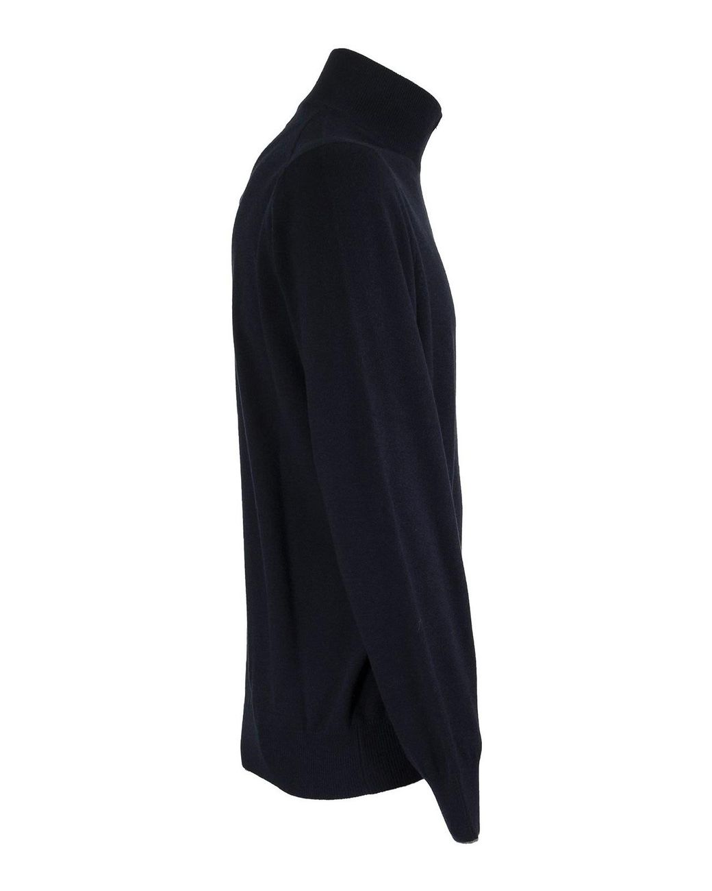 Brunello Cucinelli Blue Cashmere Turtleneck Sweater With Zipper for men