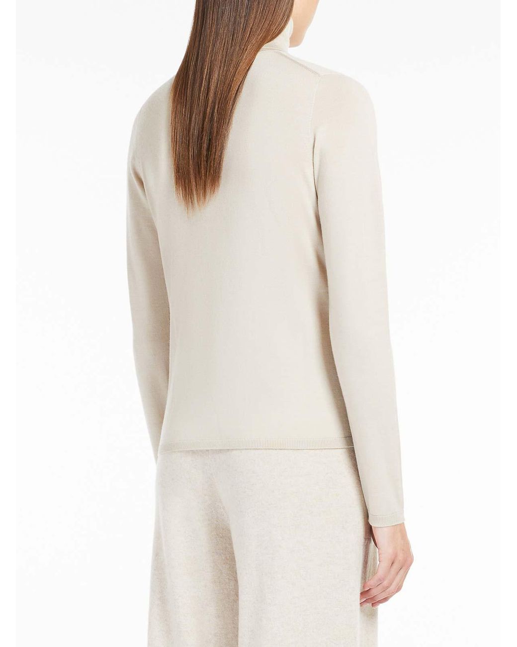 Max Mara White Veloce Lightweight Cashmere Turtleneck