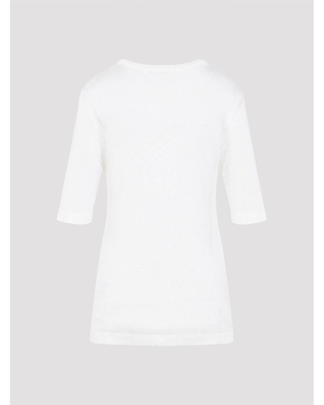 Jil Sander White Flower Crochet T-Shirt