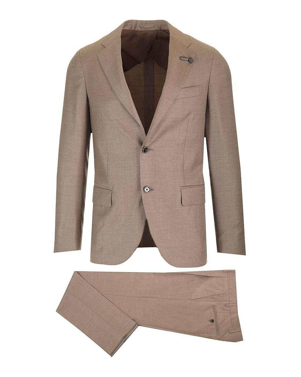 Lardini Brown Single Breasted Wool Suit for men
