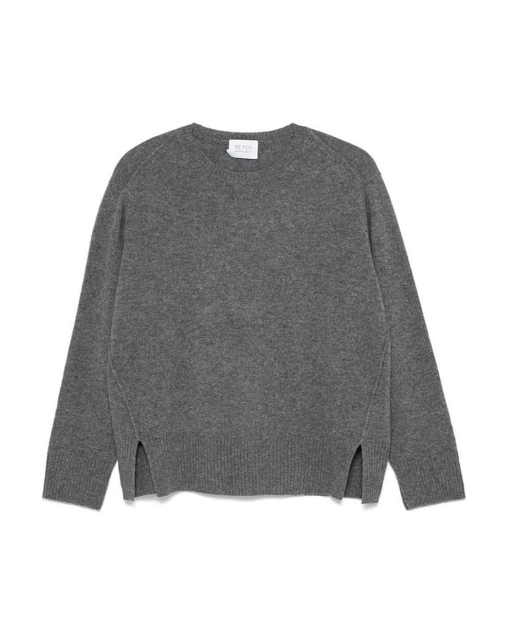 Be You Gray Cashmere Crewneck Sweater