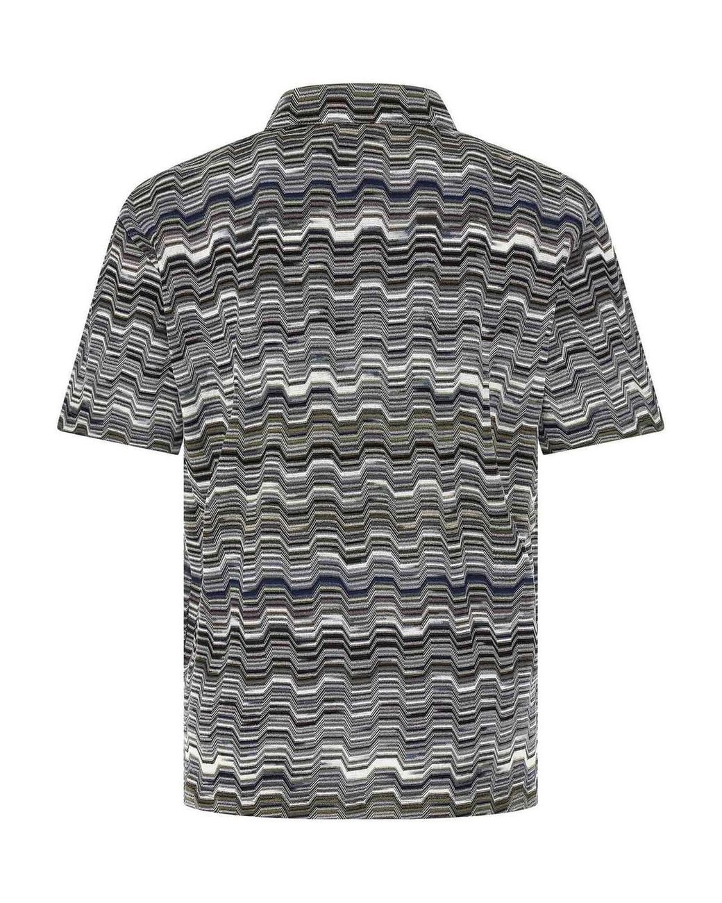 Missoni Gray Irregular Zigzag Polo Shirt for men