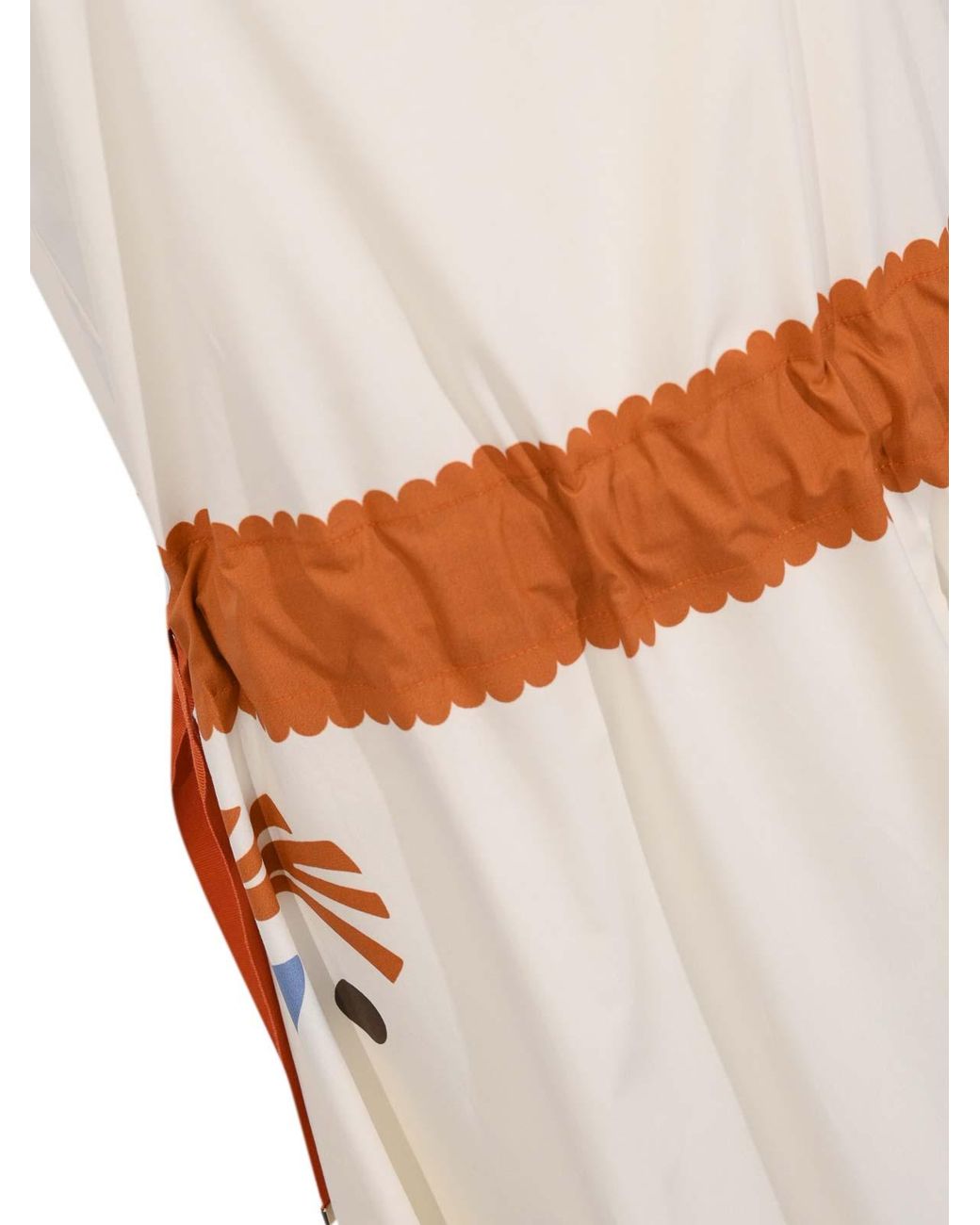 Herno White Long Cotton Dress With Print