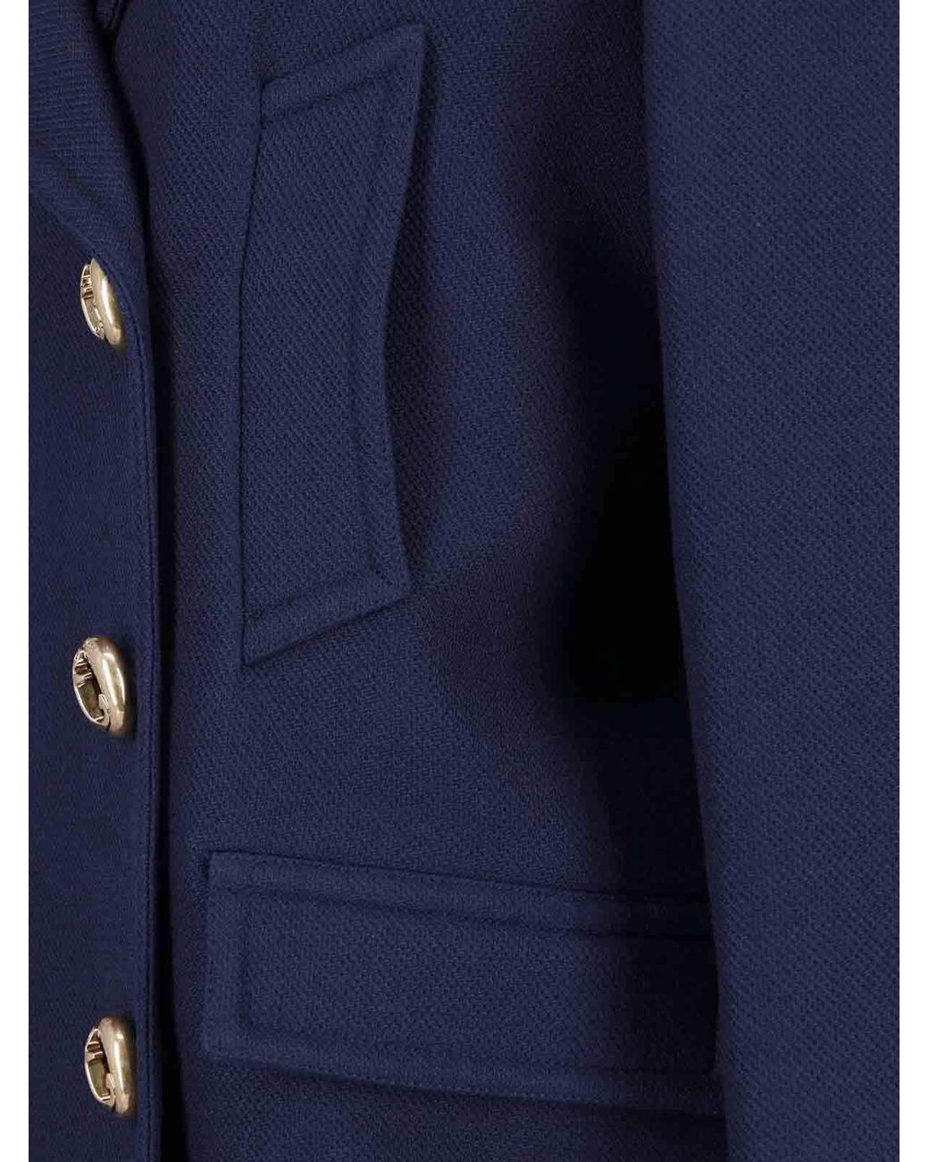 Balenciaga Blue Double-Breasted Wool Pea Coat