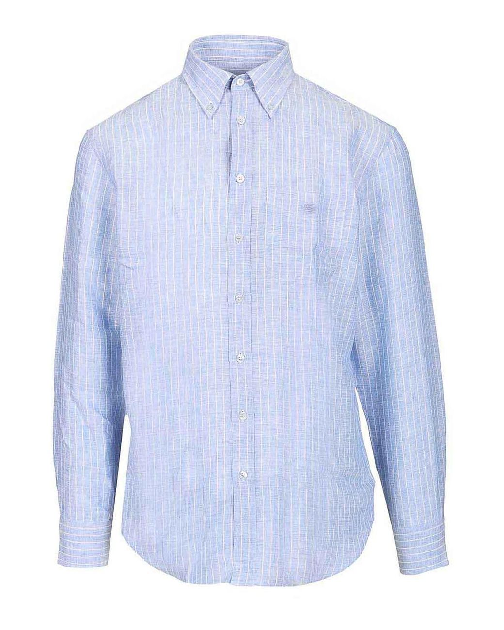 Etro Blue Striped Linen Shirt for men