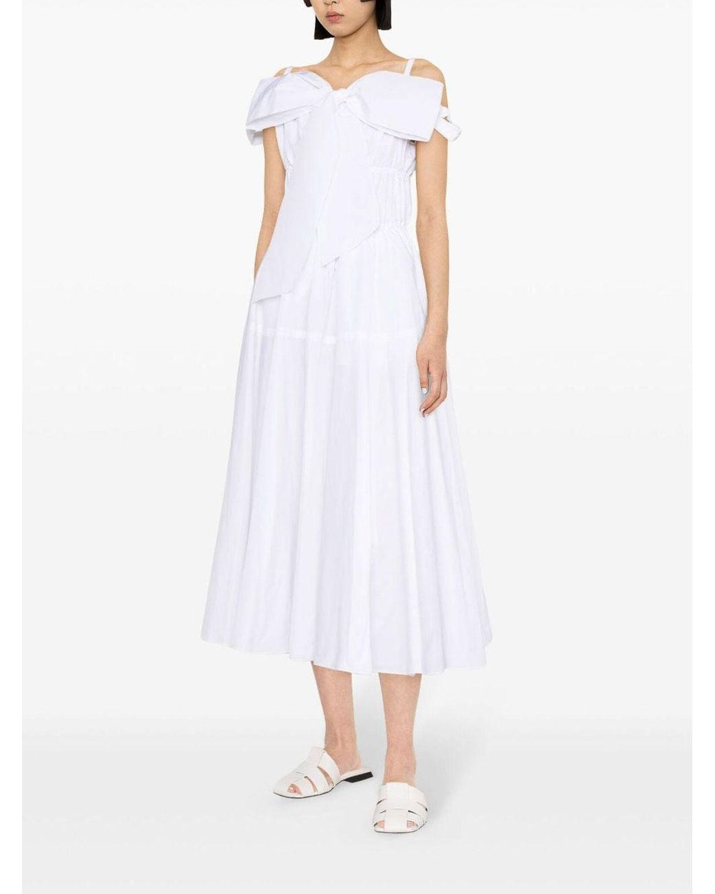 Patou White Detail Cocktail Midi Dress
