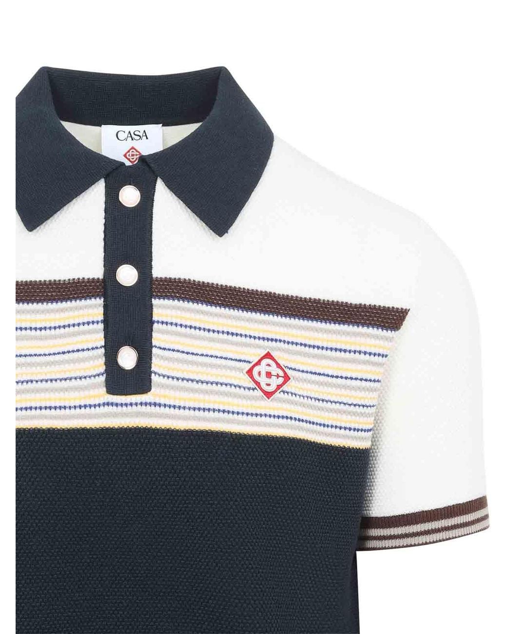 Casablanca Blue Cafe Stripe Polo Shirt for men