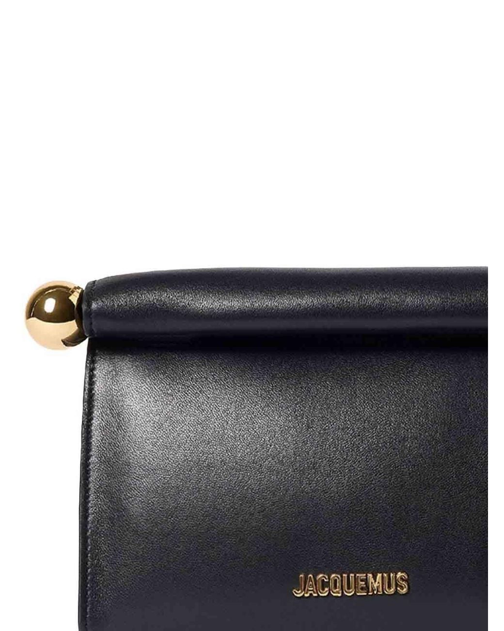 Jacquemus Black Le Sac Rond Carre Leather Clutch