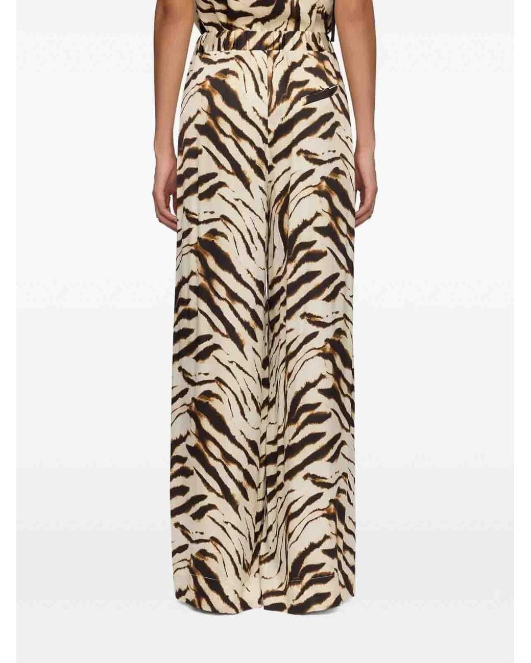 Ganni White Printed Stretch Satin Elasticated Pants