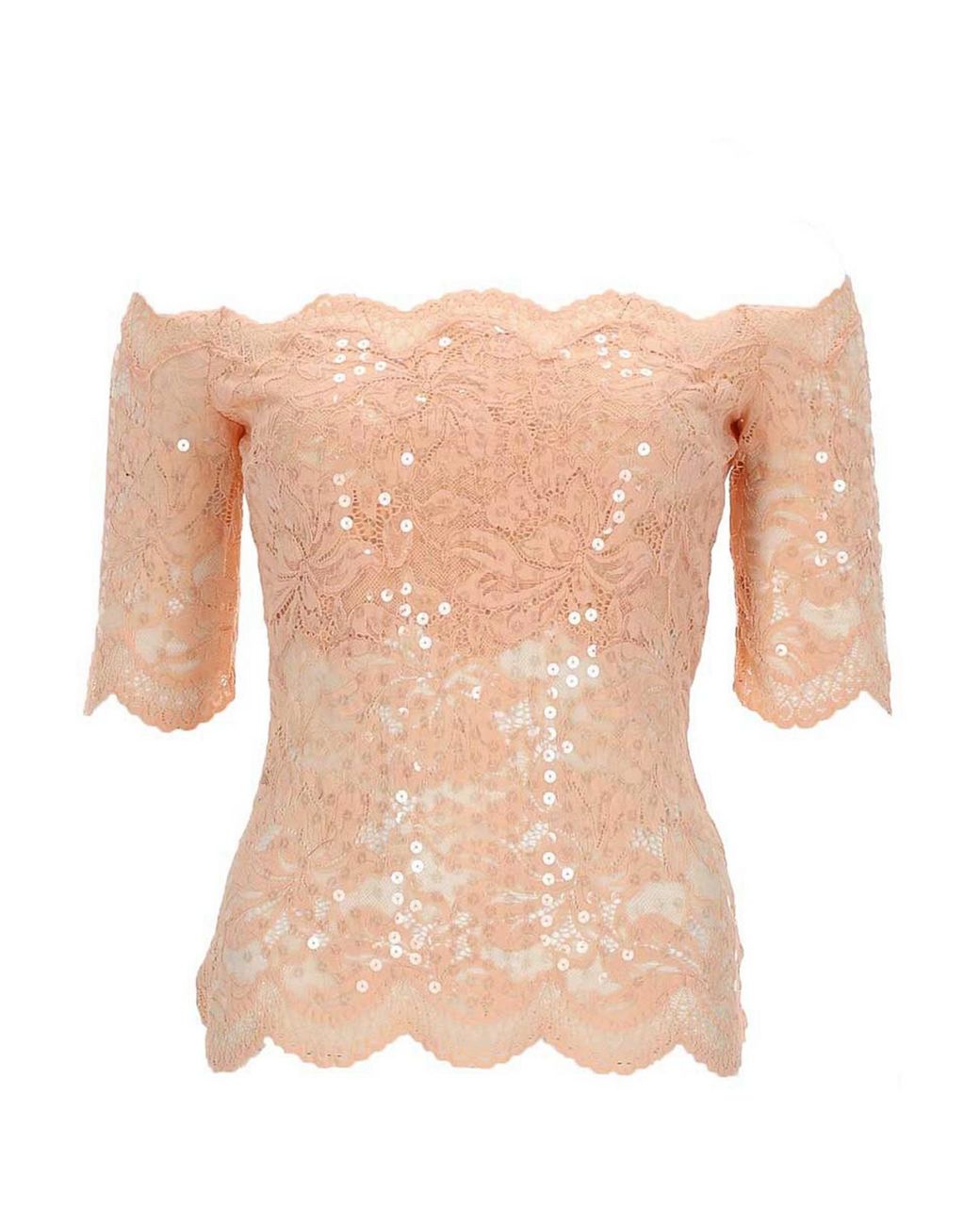 Rabanne White Lace Top With Sequins