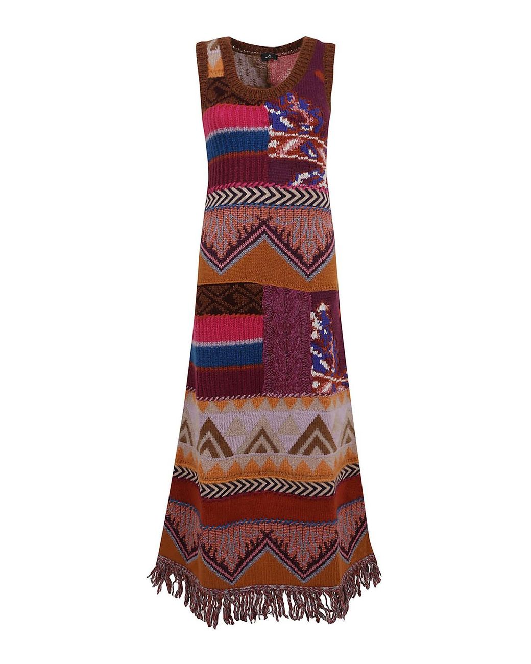 Etro Red Wool Blend Maxi Dress