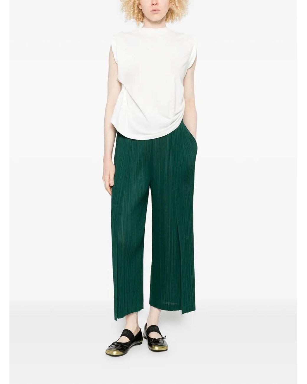 Pleats Please Issey Miyake Green Pants