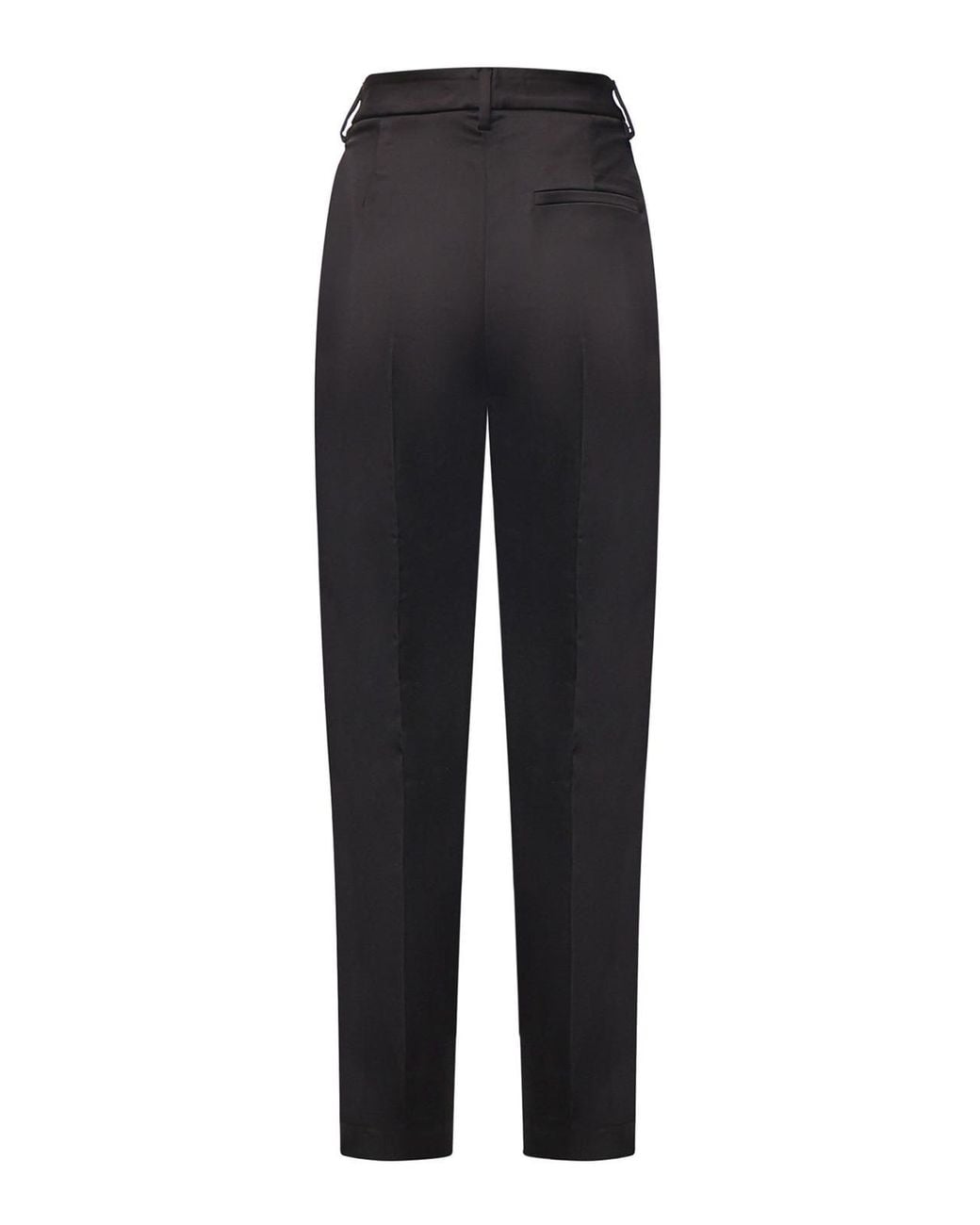 Genny Black Straight-Leg Satin Trousers