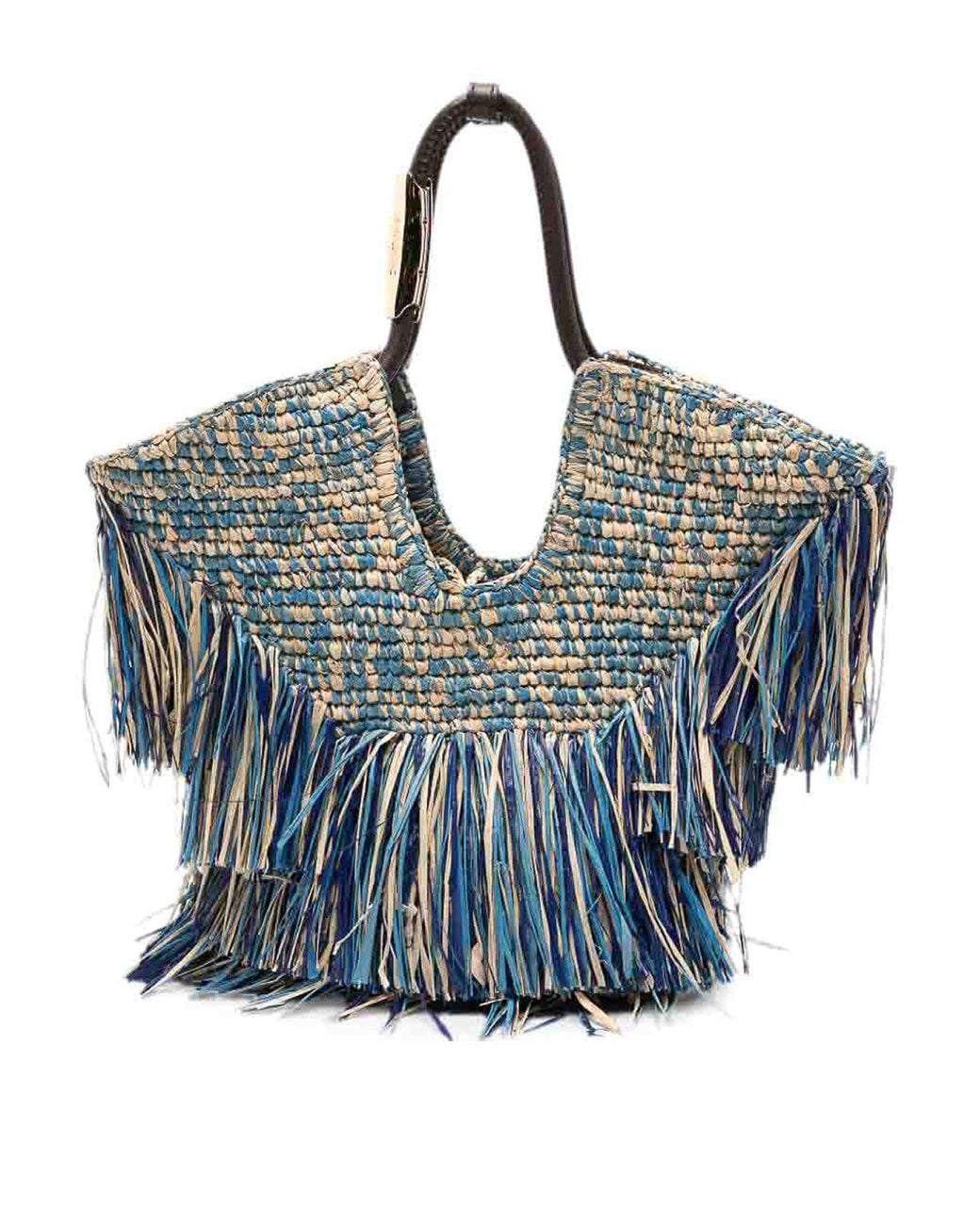 Zimmermann Blue Goldentime Small Rafia Tote